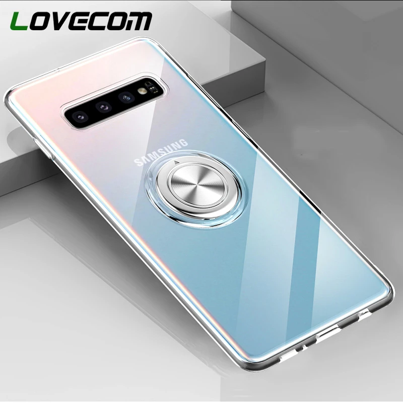 Phone Case For Samsung Galaxy Note 20 Ultra S21 S20 Plus Note 10 9 S10 S9 Plus Soft Silicone Magnetic Ring Holder Cover Gift
