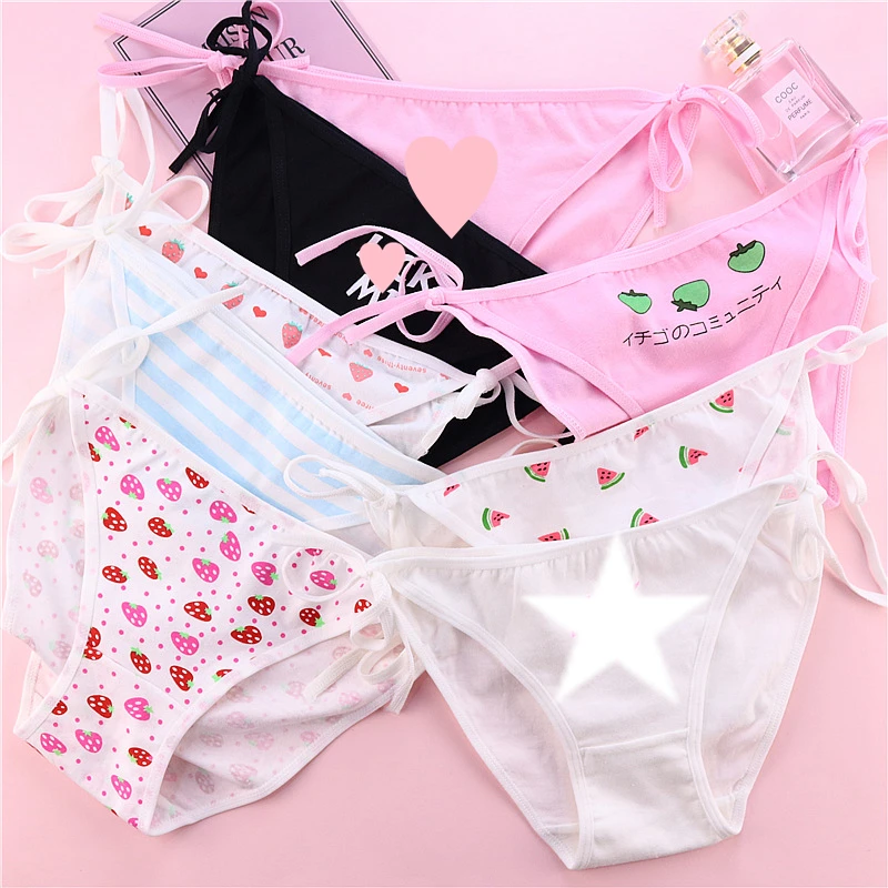 SP&CITY Young Girls Student Cute Underwear Women Japan Lace Up Cotton Panties Funny Hollow Out Seamless Briefs Female Lingerie
