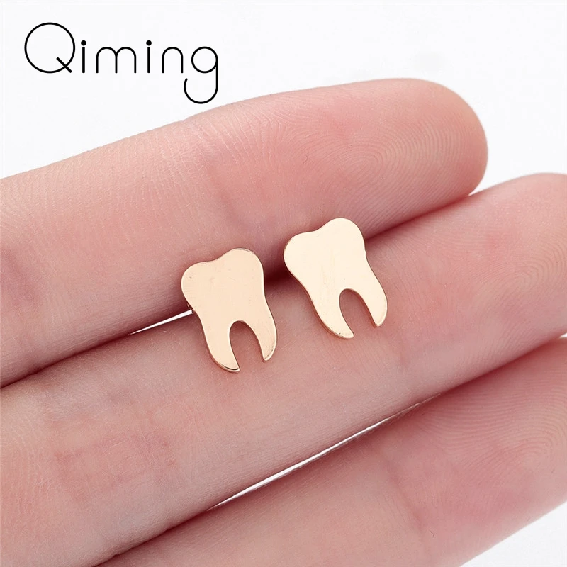 Dentist Tooth Stud Earrings for Women Men Doctor Nurse Minimalist Jewelry Small Earrings Medical Graduation Gift