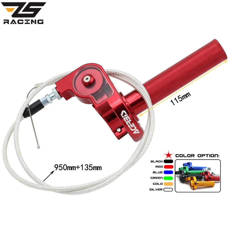 ZS Racing 22mm CNC Aluminum Acerbs Throttle Grip Quick Twister + Throttle Cable CRF50 70 110 IRBIS 125 250 Dirt Bike Motorcycle