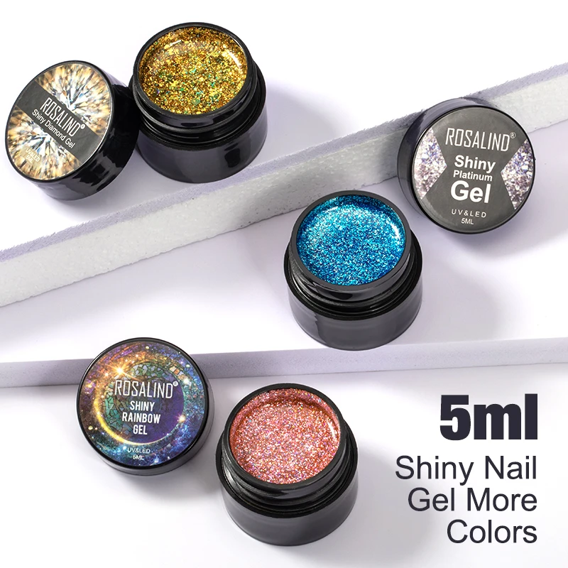 ROSALIND UV Nail Gel Polish Neon Rainbow Hybrid Varnish Platinum 5ML Gel Paint Set For Manicure Semi permanent Base top Gel Lak