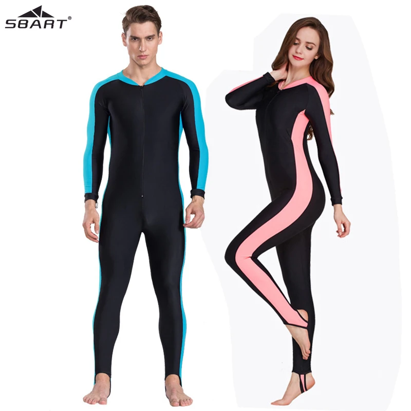 SBART UPF 50+ Lycra Diving Wetsuit anti UV one piece rash guard long sleeve swimwear surf Suit Men Women Sun Protect