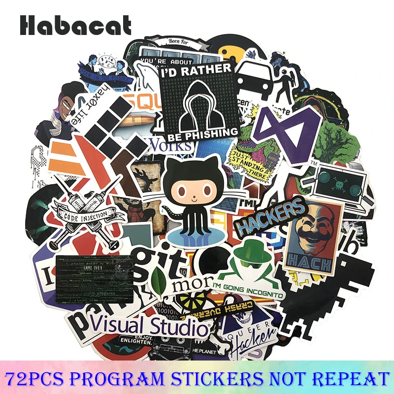 23/50/72Pcs/Pack Programming Graffiti Stickers Hacker Bitcoin Java C++  For Luggage Skateboard Laptop Motorcycle Papeleria toys