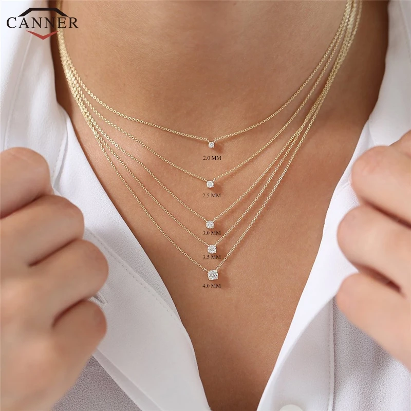 CANNER 925 Sterling Silver Necklace Women Cubic Zirconia Necklace Jewelry CZ Crystal Choker Necklace Gold Color Collier H40