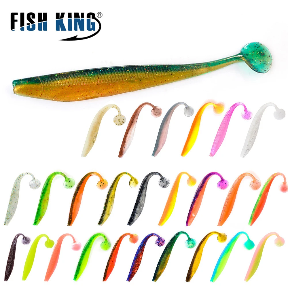 FISH KING 9/12/16cm Silicone Bait Smell Worm Soft Fishing Lure 4-5pcs T Tail Jigging Artificial Fishing Bait For Bass Wobblers