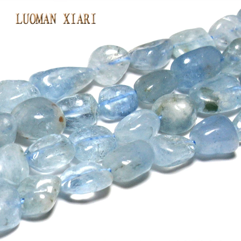 LUOMAN XIARI  Irregular Natural Aquamarine Stone Bead For Jewelry Making DIY Bracelet Necklace Material  Strand 15''
