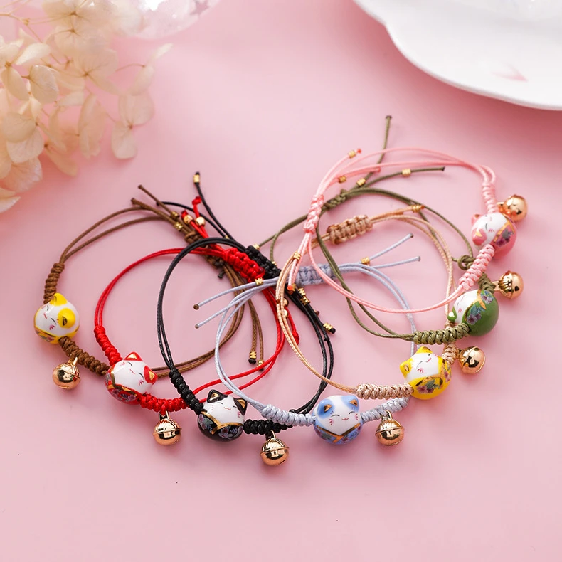 2019 New Handmade Colorful Rope Lucky Cat Adjustable Bracelet For Women Girls Birthday Gifts Sweet Tassel Fashion Bangles Femme