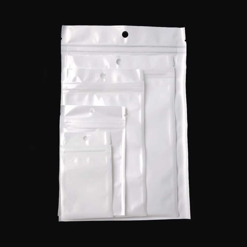 White Clear Self Seal Zipper Plastic Retail Packaging Poly Pouches Ziplock Zip Lock Bags Package With Hang Hole
