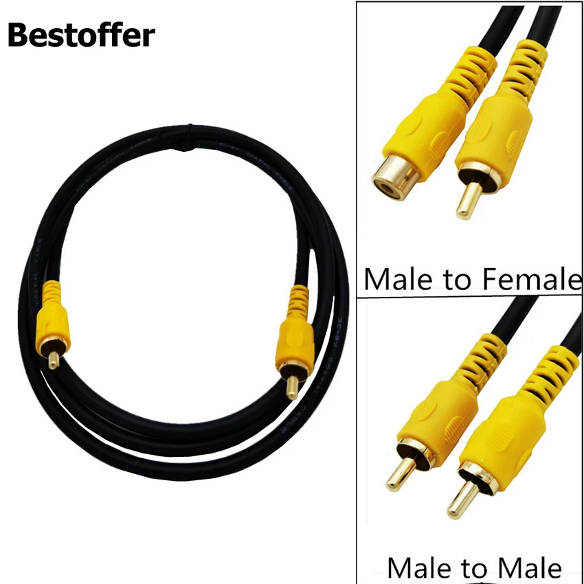 1.5 Meter Premium RCA Digital Coax Coaxial Audio Video Cable Subwoofer Cord Male to Male Male to Female M/M M/F