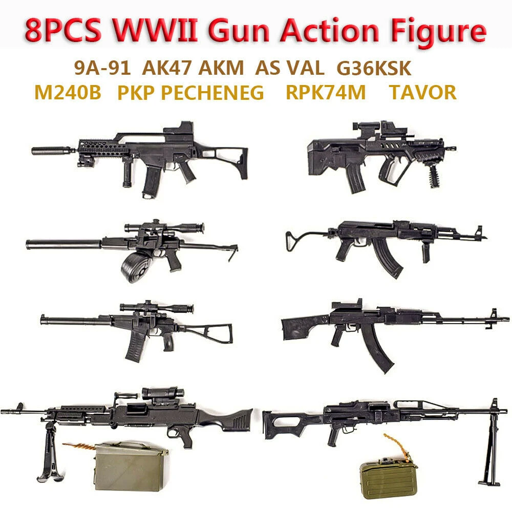 SWAT 1/6 Scale World Gun Assemble Model RPK74 M240 PKP Tavor G36KSK 9A-91 AK47/AKM ASVAL Rifle Machine Gun Model Puzzles Block