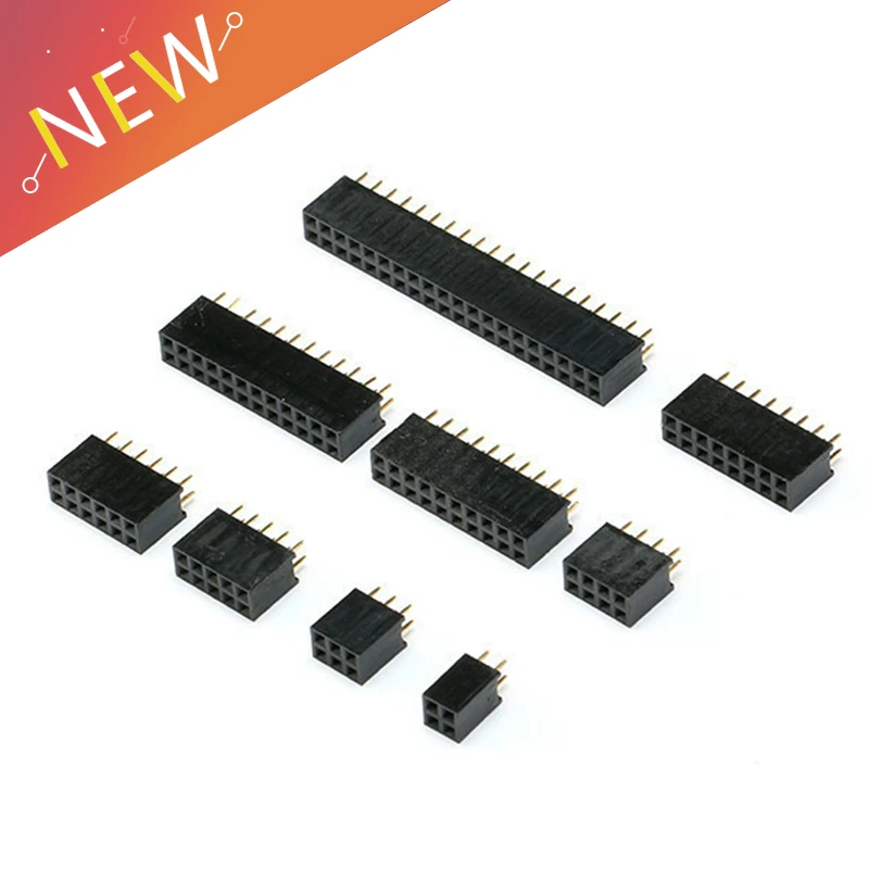 10Pcs 2.54mm 2x2/3/4/5/6/8/10/12/16/40 Pin Stright Female Double Row Pin Header Strip PCB Connector