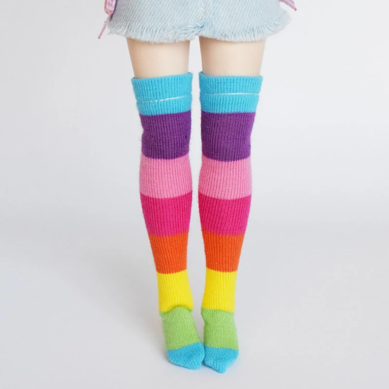 1 Pair Cute Rainbow Color 1/6 Doll's Stocking for Blyth, Azone, Licca, Barbies Doll Socks Clothes Accessories Girl Toy