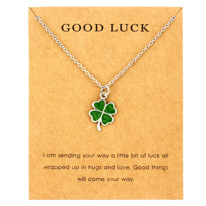 Lucky Four-leaf Clover Fortune Shamrock Pendants Necklaces Waves Sea Turtle Women Jewelry Lover's Christmas Gift