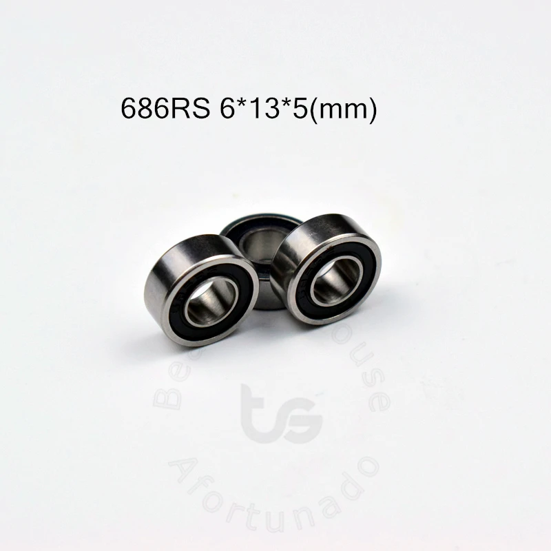 686RS  6*13*5(mm) 10pieces bearing free shipping ABEC-5 bearings 10pcs rubber Sealed Bearing 686 686RS chrome steel bearing
