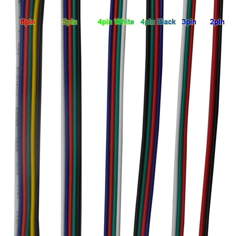 5~100 meters 2pin 3pin 4pin 5Pin 6pin 22 AWG Extension Electric Wire Cable Led Connector For 5050 3528 RGBW RGB CCT LED Stirp