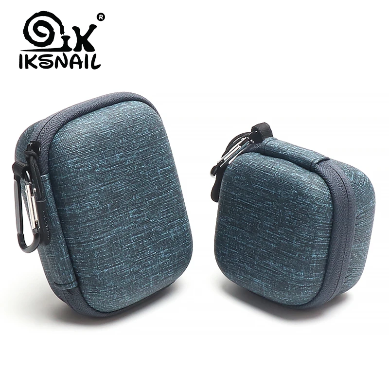 IKSNAIL EVA Hard Zipper Mini Earbuds Earphone Case For BlueBuds Leather Case In-ear Bluetooth Earphone Bag Charger Organizer