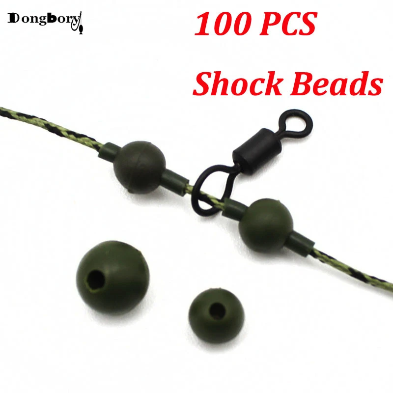 100x Soft Rubber Shock Beads Floating Rig Carp Fishing Bore Beads Chod Helicopter Rigs Beads Shank Bead Carp Fishing Accessories