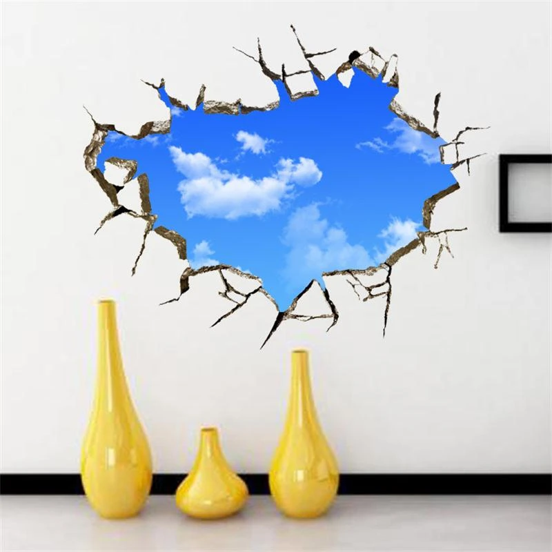 New 3D Blue Sky White Clouds Wall Sticker For Kids Rooms Ceiling Roof Wall Decal Home Decor Self-adhesive Floor Art Mural Poster