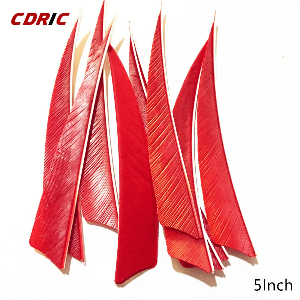 50 Pcs 5 Inch 9 Colors  Shield Turkey Feathers Arrow Feather Fletching For Any Wooden & Bamboo Arrow For Archery Hunting