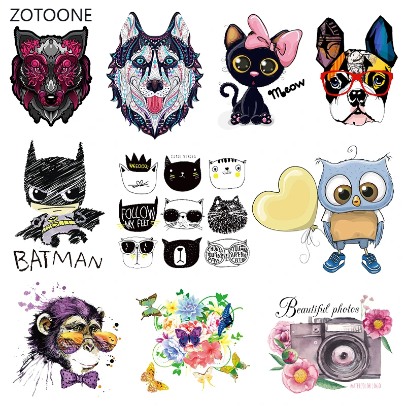 ZOTOONE Unicorn Dog Stripes Iron on Transfer Patches on Clothing Diy Patch Heat Transfer for Clothes for Girl T-shirts Sticker M