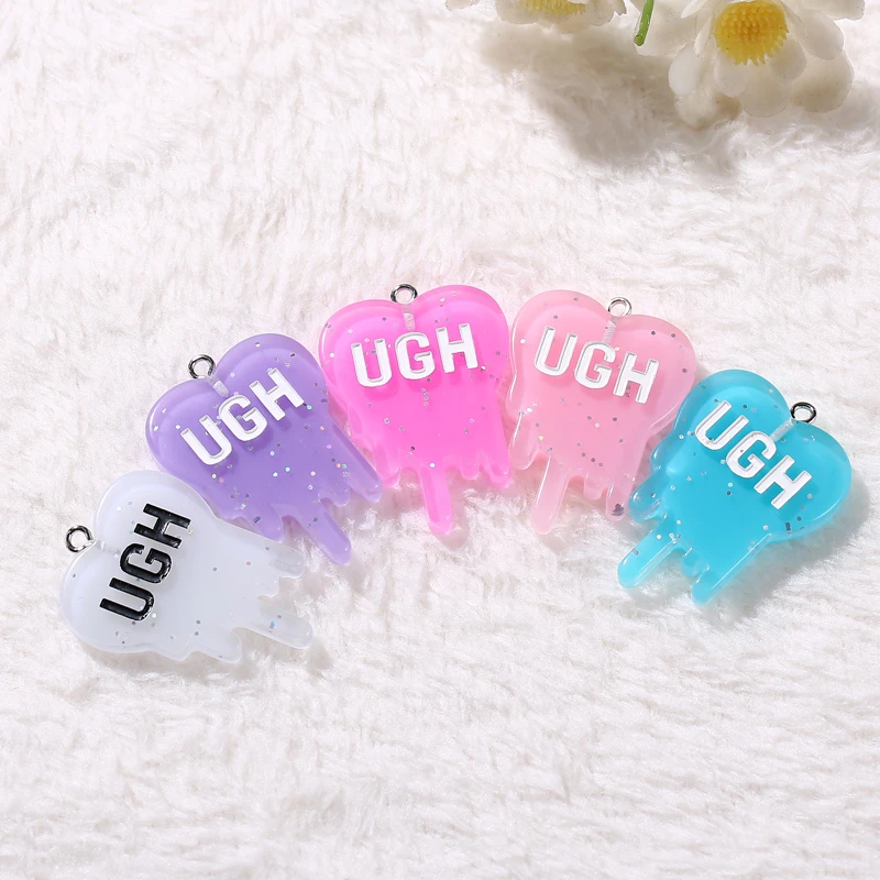 10Pcs 26*35mm UGH Charms  Flatback  Resin Crafts  For  Necklace Pendant Keychainr Diy  Makiing