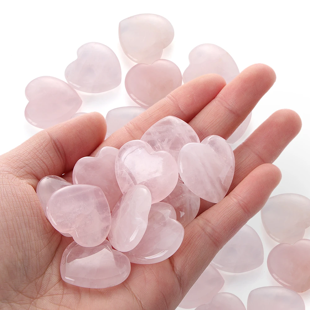 1PC Love Stone Crystal Heart-shaped Stone Natural Rose Quartz Gemstone Crystal Healing Chakra Reiki Craft Fun Toys