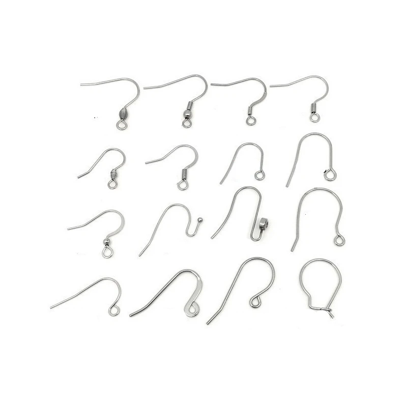 50Pcs Hypoallergenic Surgical Stainless Steel Multi Design Blank Ear Wire Fish Hooks for DIY Earring Jewelry Making Findings