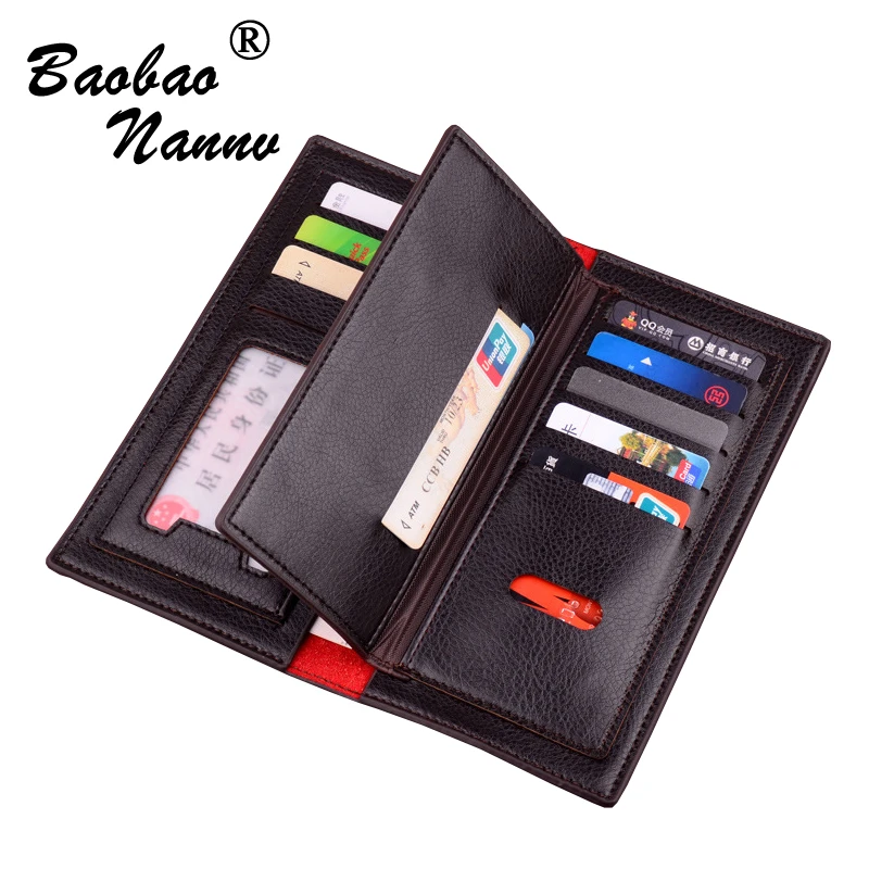 Business Long Men Wallet Vertical Leather Purse Male Clutch Wallets Men Women Money Card Holder Pocket Multifunction Top Quality