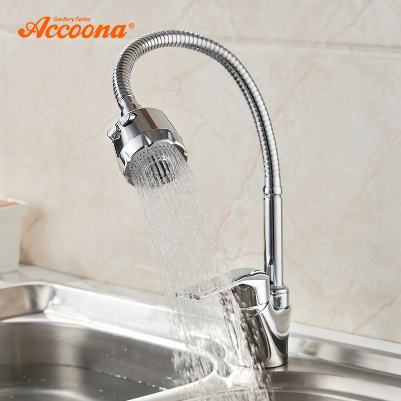 Accoona Zinc Alloy Kitchen Faucet Tube 3 kinds of Water Way Outlet Pipe Tap Basin Plumbing Hardware Brass Sink Faucets A4868