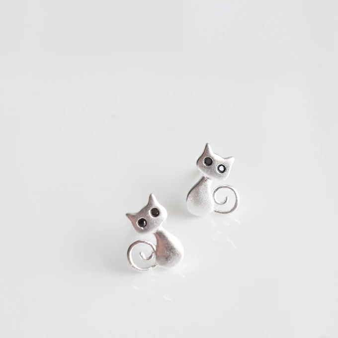 925 Sterling Silver Anime Stud Earrings For Women Cute Cat Earings Sterling-silver-jewelry boucle d'oreille VES6050