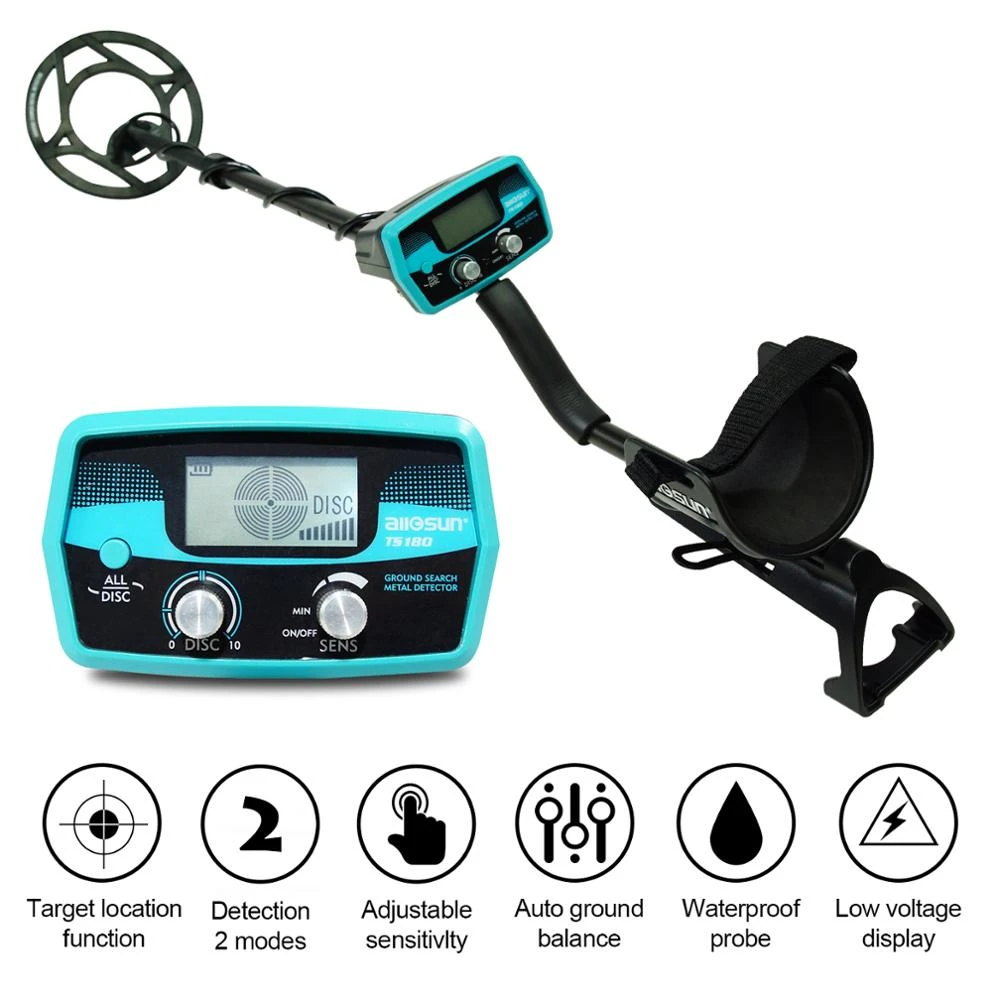 All-Sun TS180 Professional Underground Metal Detector Waterproof  Gold Finder Treasure Hunter Length Adjustable