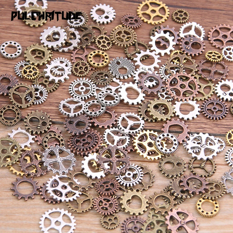 60PCS 10 Color Small Size 8-15mm Mix Alloy Mechanical Steampunk Cogs & Gears Diy Accessories New Oct Drop Ship