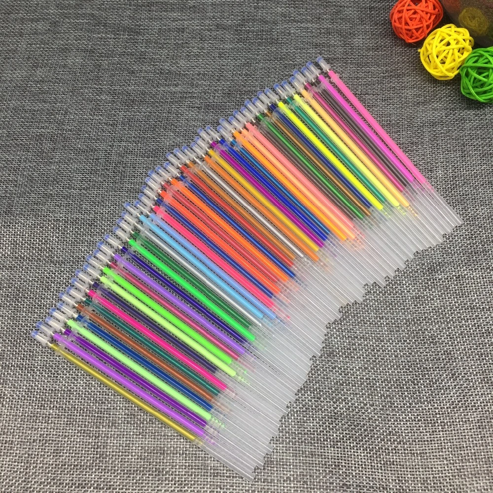 12 24 36 48 60 Colors/Set Flash Ballpint Gel Pen Highlight Refill Color Full Shinning Refill Painting Pen Drawing Color Pen