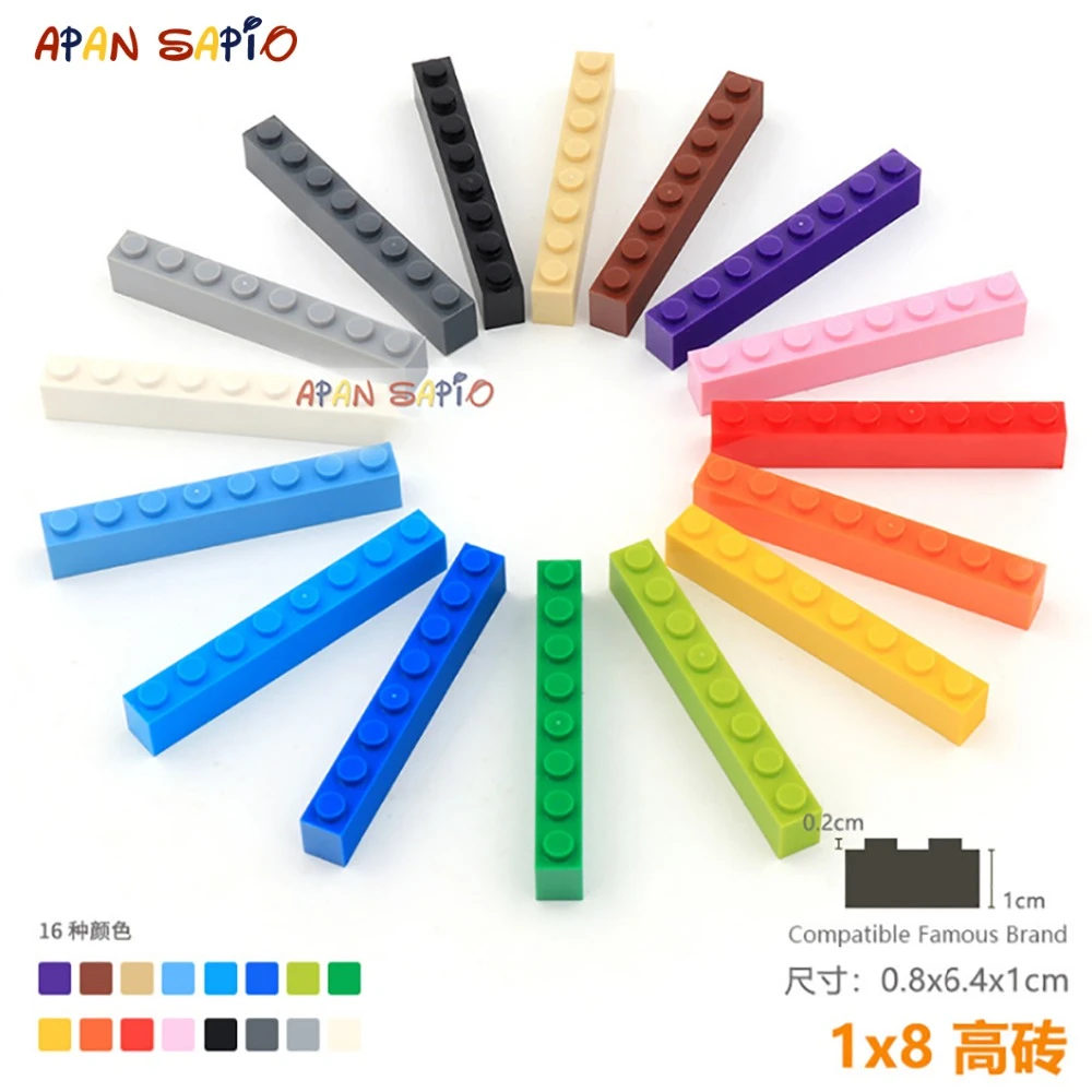 5pcs/lot DIY Blocks Building Bricks Thick 1X8 Educational Assemblage Construction Toys for Children Size Compatible With Brand