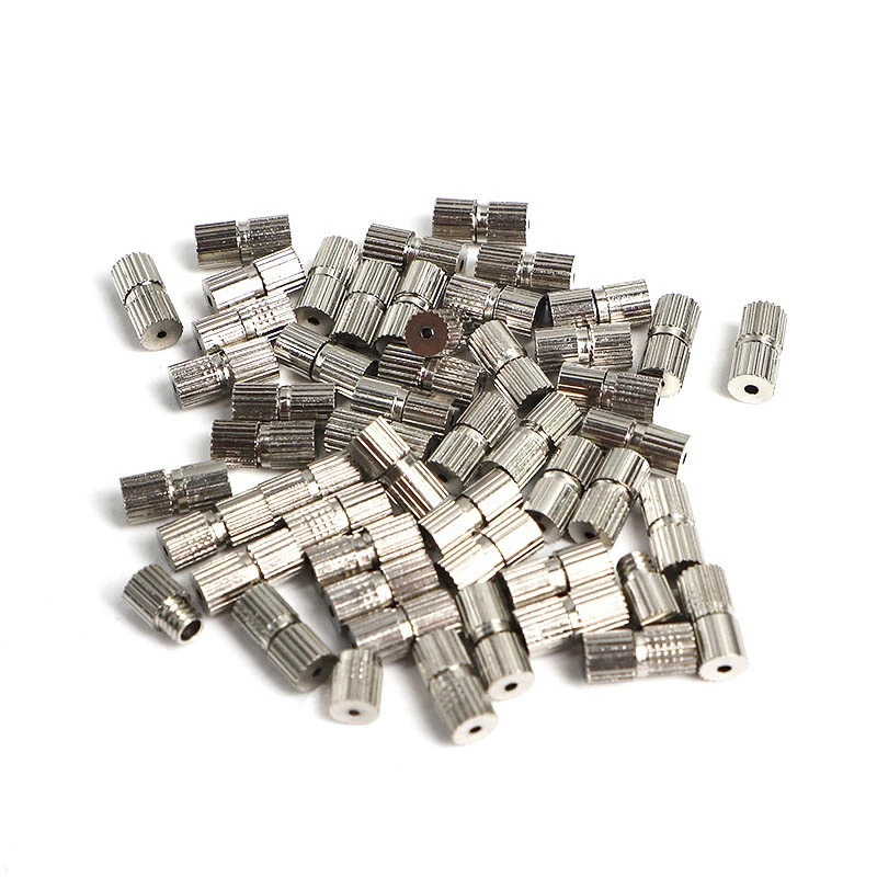 50pcs Rhodium Screw Clasps for Necklace Bracelet Jewelry Making Connector DIy Findings Cylinder 7mmx3mm Rope Cap Buckle Closure