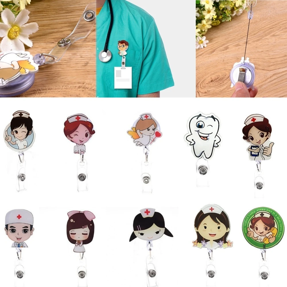 Retractable Badge Reel Nurse  Lanyards ID Name Card Badge Holder Clip Doctor Student Badge Holder