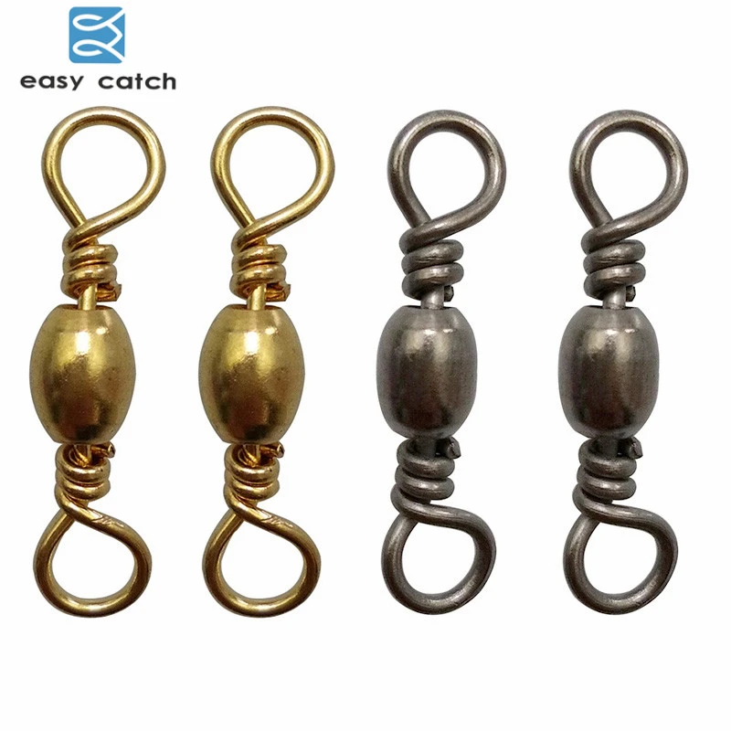 Easy Catch 25pcs Barrel Fishing Swivel With Solid Ring Black Gold Brass Fishing Hook Line Connector Fishing Accessories