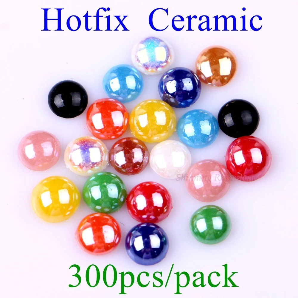 Ceramic Hotfix Rhinestones 5mm to 6mm 10 Colors Domestuds Crystals Hot Fix Strass Stones DIY Iron On 300pcs/pack