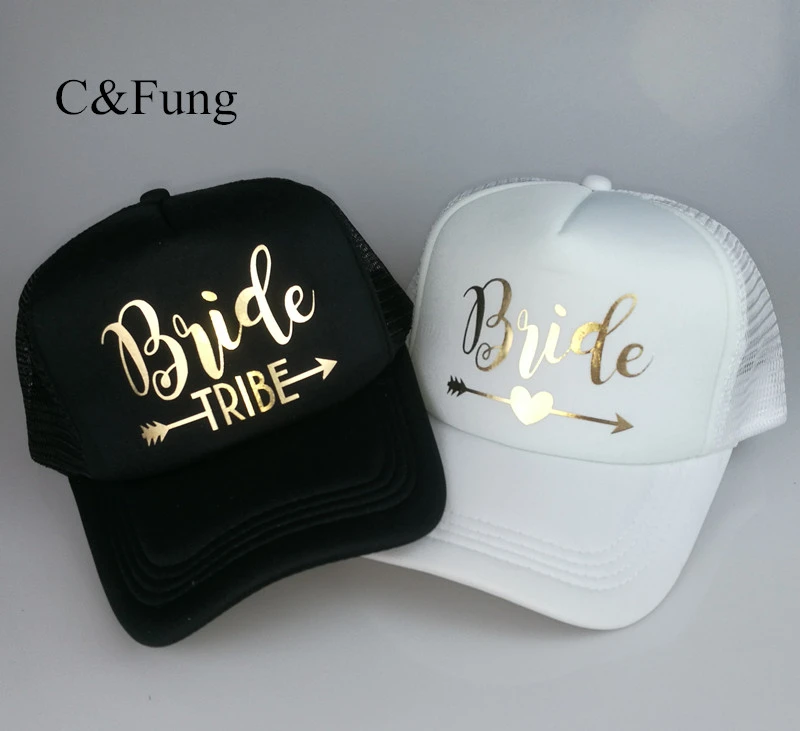 C&Fung Bride Tribe Bachelorette Snapback Trucker Hat Cap Team Bride gold letters Arrow bride to be bride tribe baseball hats