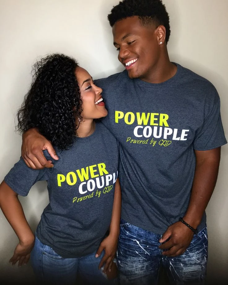 2021 Valentines 's Day Gift Sweet Couple T Shirt Summer Women POWER COUPLE Short Sleeve T Shirts Funny Letter Tee Tops Lover Tee