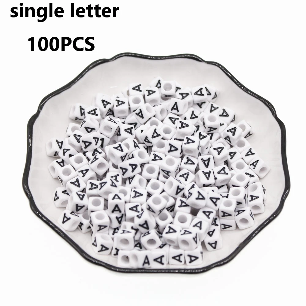 CHONGAI 100Pcs Acrylic Single Alphabet /Letter Cube Beads For Jewelry Making DIY Loose Beads 6X6mm