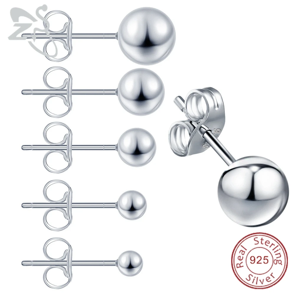 2.5-6mm Ball Stud Earrings 925 Sterling Silver High Quality Ear Studs Piercing Cartilage Small Balls Earring Body Accessories