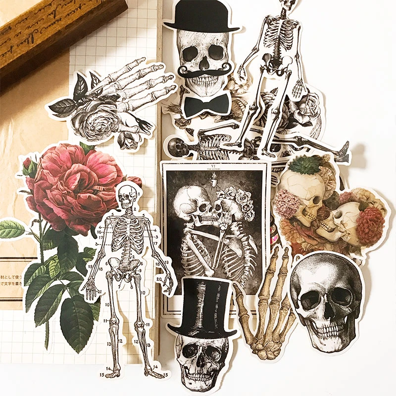 Vintage Skeleton Man Stickers Children DIY Scrapbooking Album Journal Crafts Decorative Stickers Package DIY Photo Albums