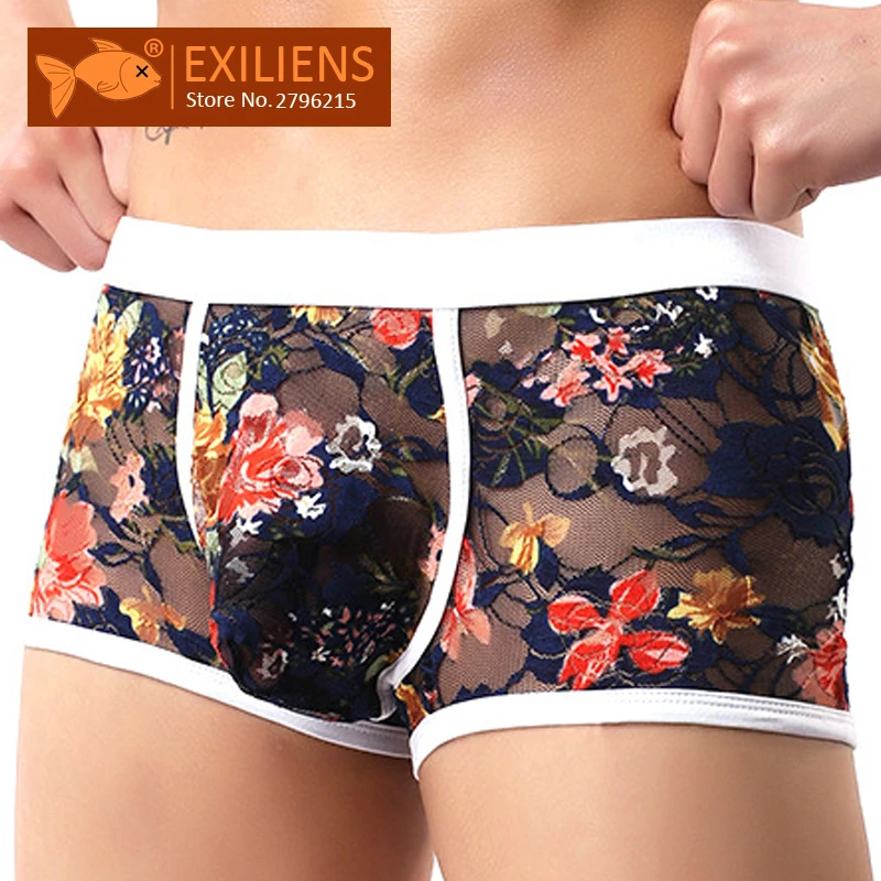 EXILIENS New Sexy Lace Boxer Men Underwear Mens Boxers Hombre Male Calzoncillo Cueca Masculina Boxershorts Size M-2XL 052301