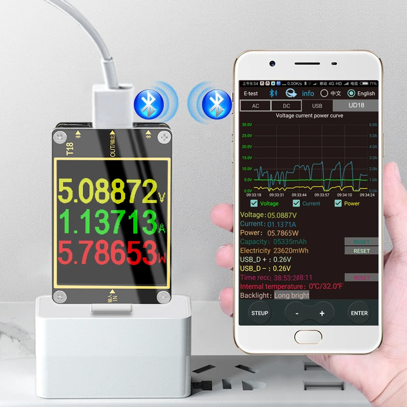 18 IN 1 USB Tester T18 Digital Voltmeter Ammeter Voltimetro DC Power Volt Meter Current Voltage Doctor 1.8