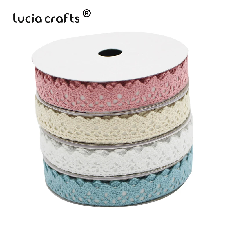 Lucia Crafts 2ylot 15mm  Adhesive Tape Cotton Fabric Lace Tape Sticker DIY Scrapbooking Crafts I1007