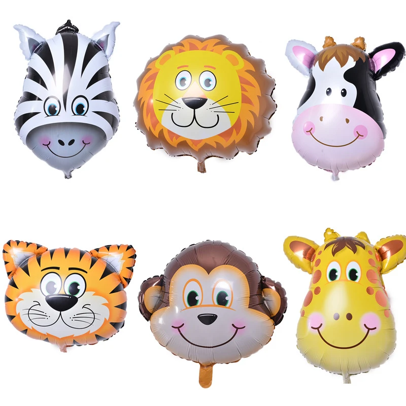 6pcs/lot Mini animal head Foil Balloons inflatable air balloon happy birthday party decorations kids baby shower party supplies