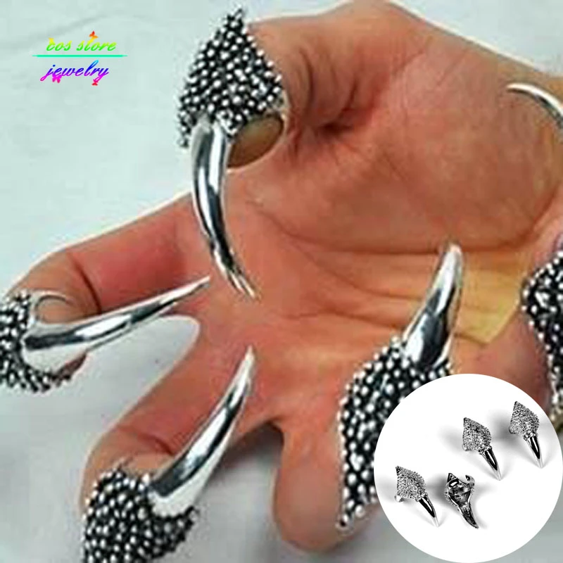 New Punk Vintage Dargon Claws Adjustable Nail Rings For Women Nail Armor Men Ring Jewelry 2020