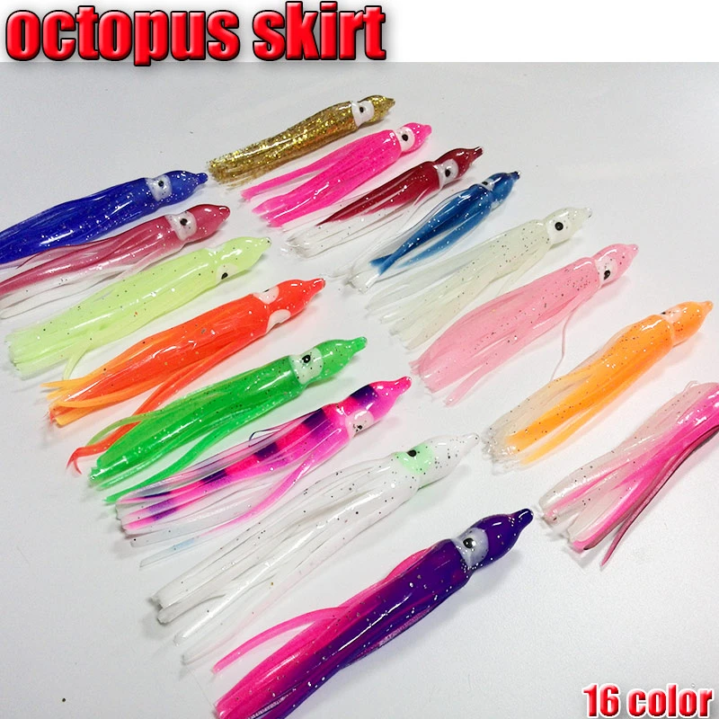 2018NEW fishing lure octopus skirts soft squid skirts lure bait 8CM/10.5CM  16colors choose