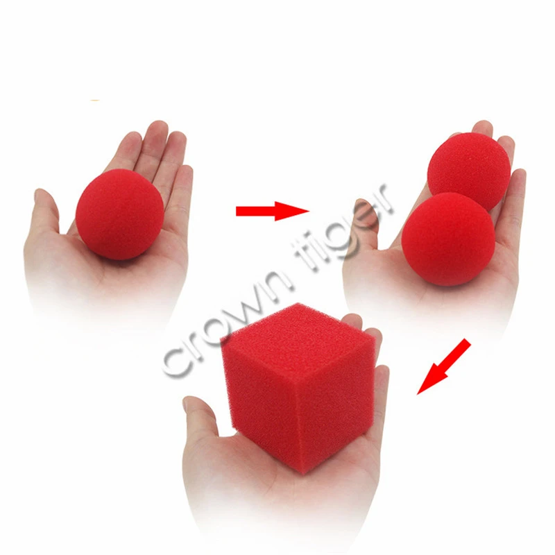 1 Block/cube 2 Sponge Balls 1set Magic Tricks Props Magic show Classical Illusion magic Close Up Street